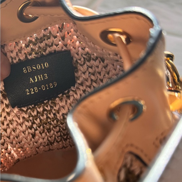 FENDI Raffia Vitello Crochet Mini Mon Tresor Bucket Bag Natural Light Rose - Picture 10 of 10